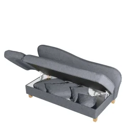 Wohnen Sofas<3-Sitzer Recamiere in Jeansblau mit Buche - Foresta