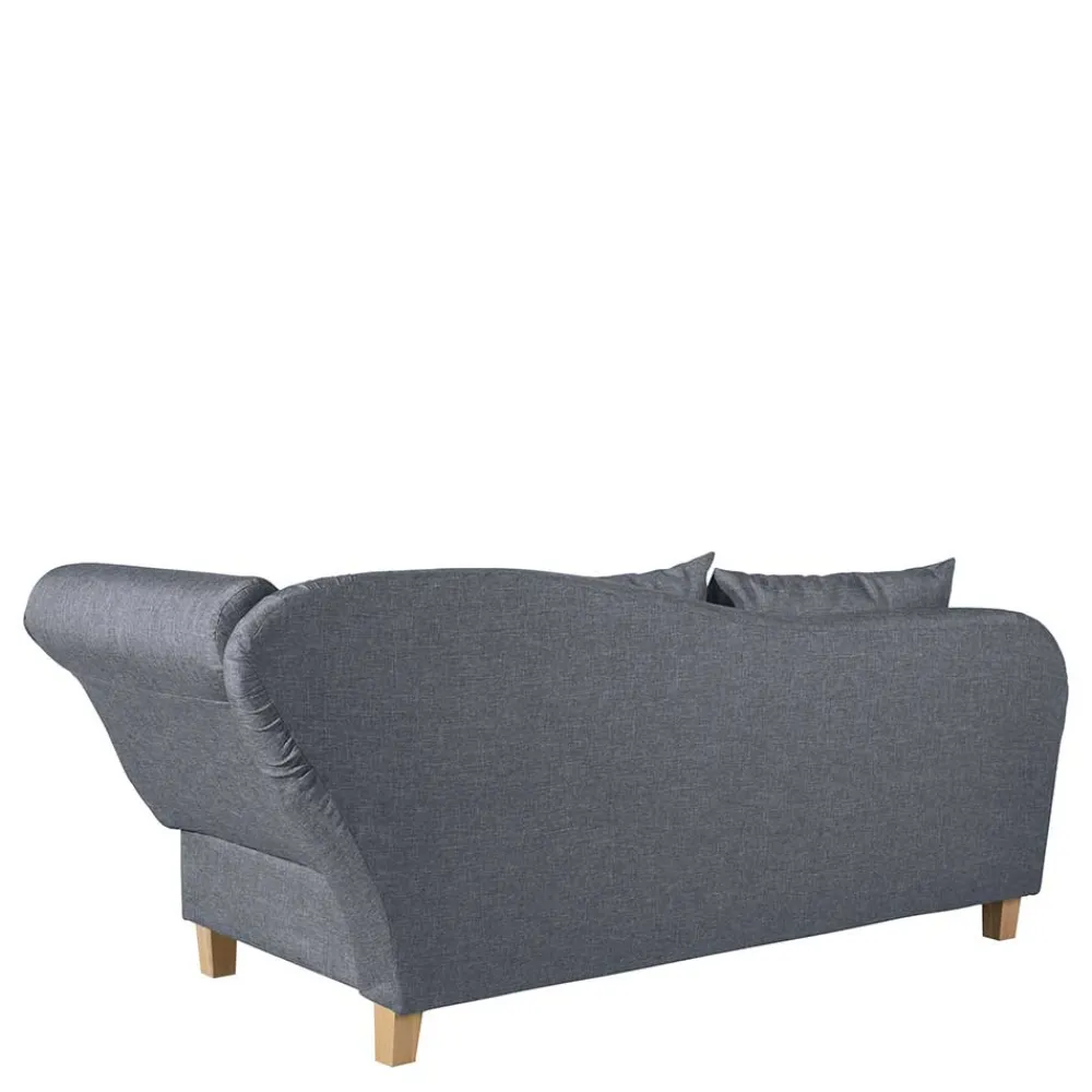 Wohnen Sofas<3-Sitzer Recamiere in Jeansblau mit Buche - Foresta