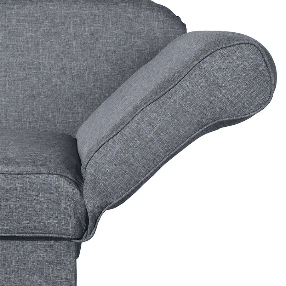 Wohnen Sofas<3-Sitzer Recamiere in Jeansblau mit Buche - Foresta