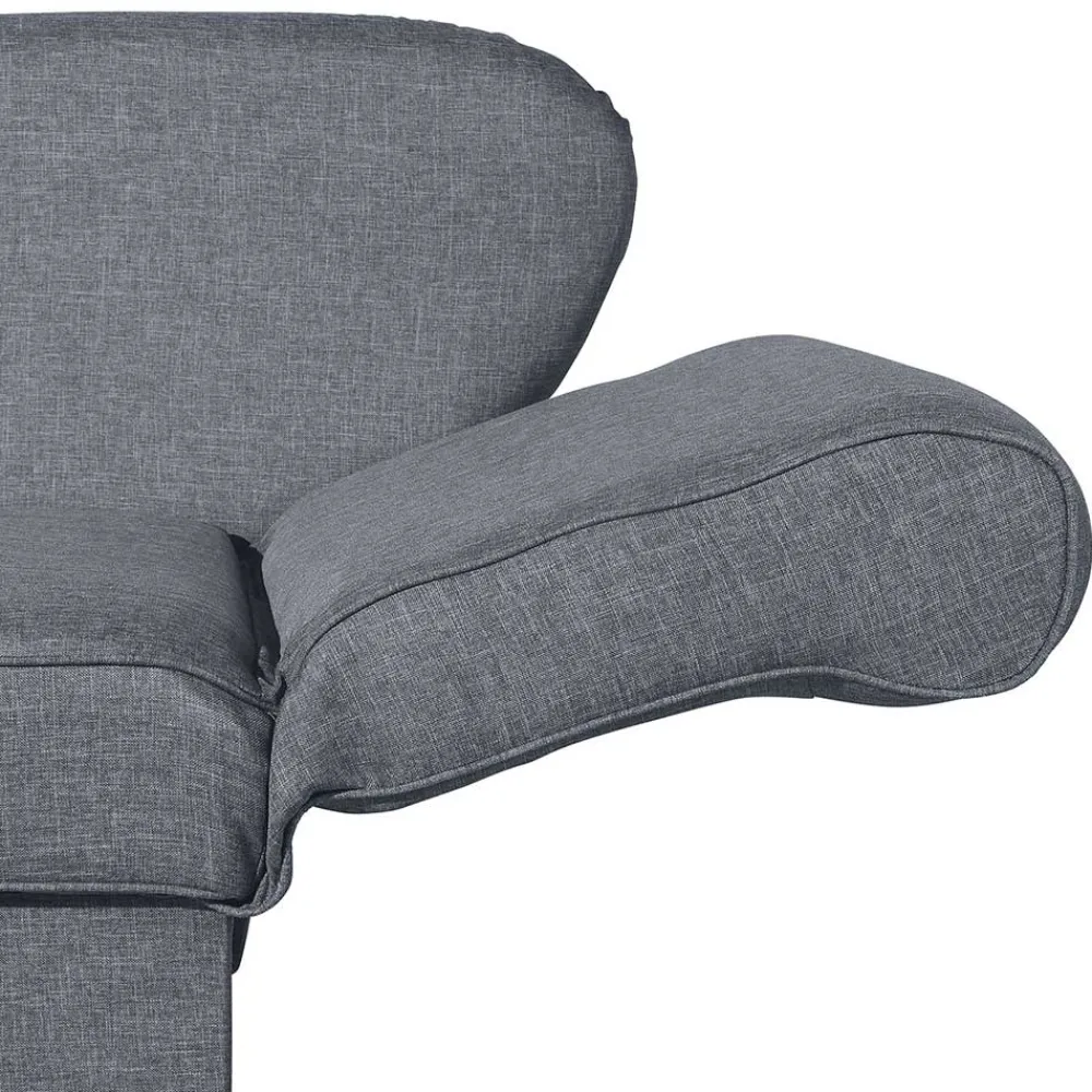 Wohnen Sofas<3-Sitzer Recamiere in Jeansblau mit Buche - Foresta