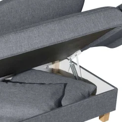 Wohnen Sofas<3-Sitzer Recamiere in Jeansblau mit Buche - Foresta