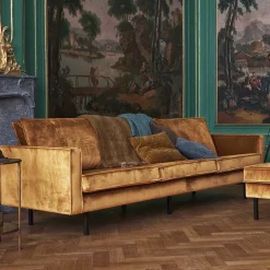 Wohnen Sofas<3-Sitzer Samtcouch in Honig Gelb - Saguan