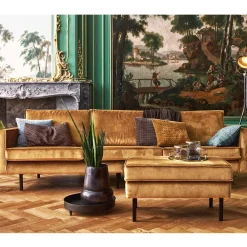 Wohnen Sofas<3-Sitzer Samtcouch in Honig Gelb - Saguan