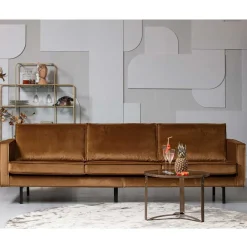 Wohnen Sofas<3-Sitzer Samtcouch in Honig Gelb - Saguan