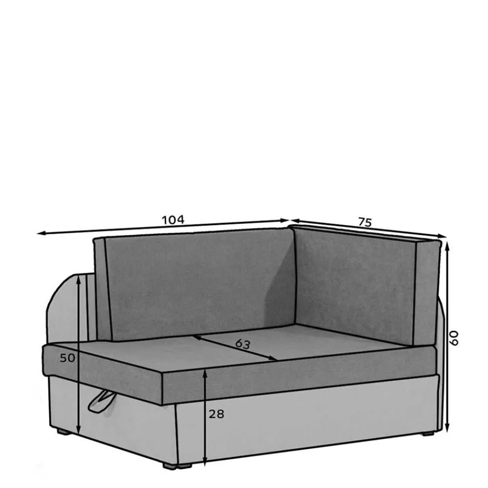 Wohnen Betten|Sofas<1-Sitzer Schlafsofa in Anthrazit und Hellgrau - Bali