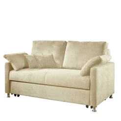 Wohnen Sofas<2-Sitzer Wohnzimmercouch in Creme - ausklappbar - Elsaro