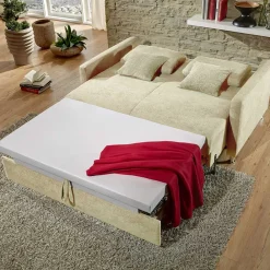 Wohnen Sofas<2-Sitzer Wohnzimmercouch in Creme - ausklappbar - Elsaro