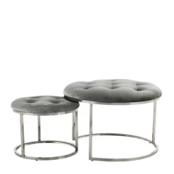 Wohnen Hocker<Sitzhocker Duo in Grau mit Silber - Vainy (zweiteilig)