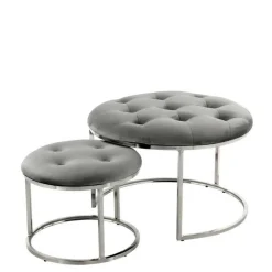 Wohnen Hocker<Sitzhocker Duo in Grau mit Silber - Vainy (zweiteilig)