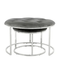 Wohnen Hocker<Sitzhocker Duo in Grau mit Silber - Vainy (zweiteilig)