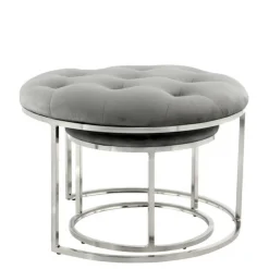 Wohnen Hocker<Sitzhocker Duo in Grau mit Silber - Vainy (zweiteilig)