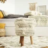 Wohnen Hocker<Sitzhocker in Creme mit Khaki - Clarina