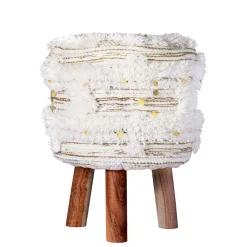 Wohnen Hocker<Sitzhocker in Creme mit Khaki - Clarina