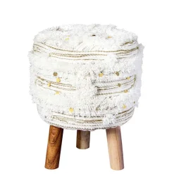 Wohnen Hocker<Sitzhocker in Creme mit Khaki - Clarina