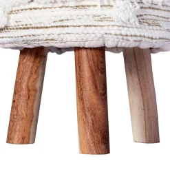 Wohnen Hocker<Sitzhocker in Creme mit Khaki - Clarina