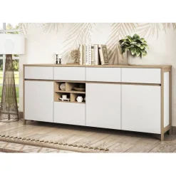Wohnen Sideboards<Skandi Anrichte in Weiß und Eiche Dekor - Ovidio