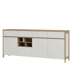 Wohnen Sideboards<Skandi Anrichte in Weiß und Eiche Dekor - Ovidio