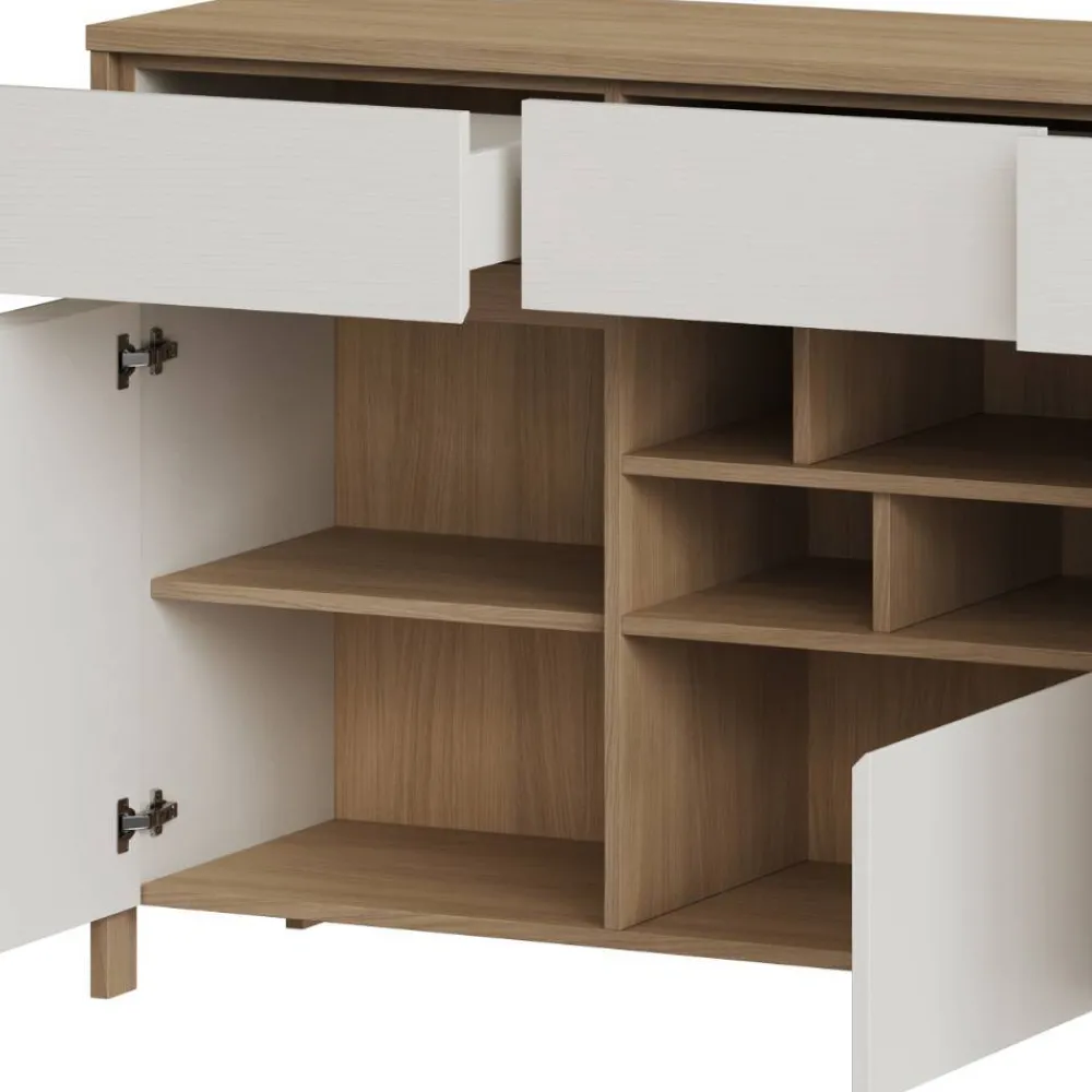 Wohnen Sideboards<Skandi Anrichte in Weiß und Eiche Dekor - Ovidio
