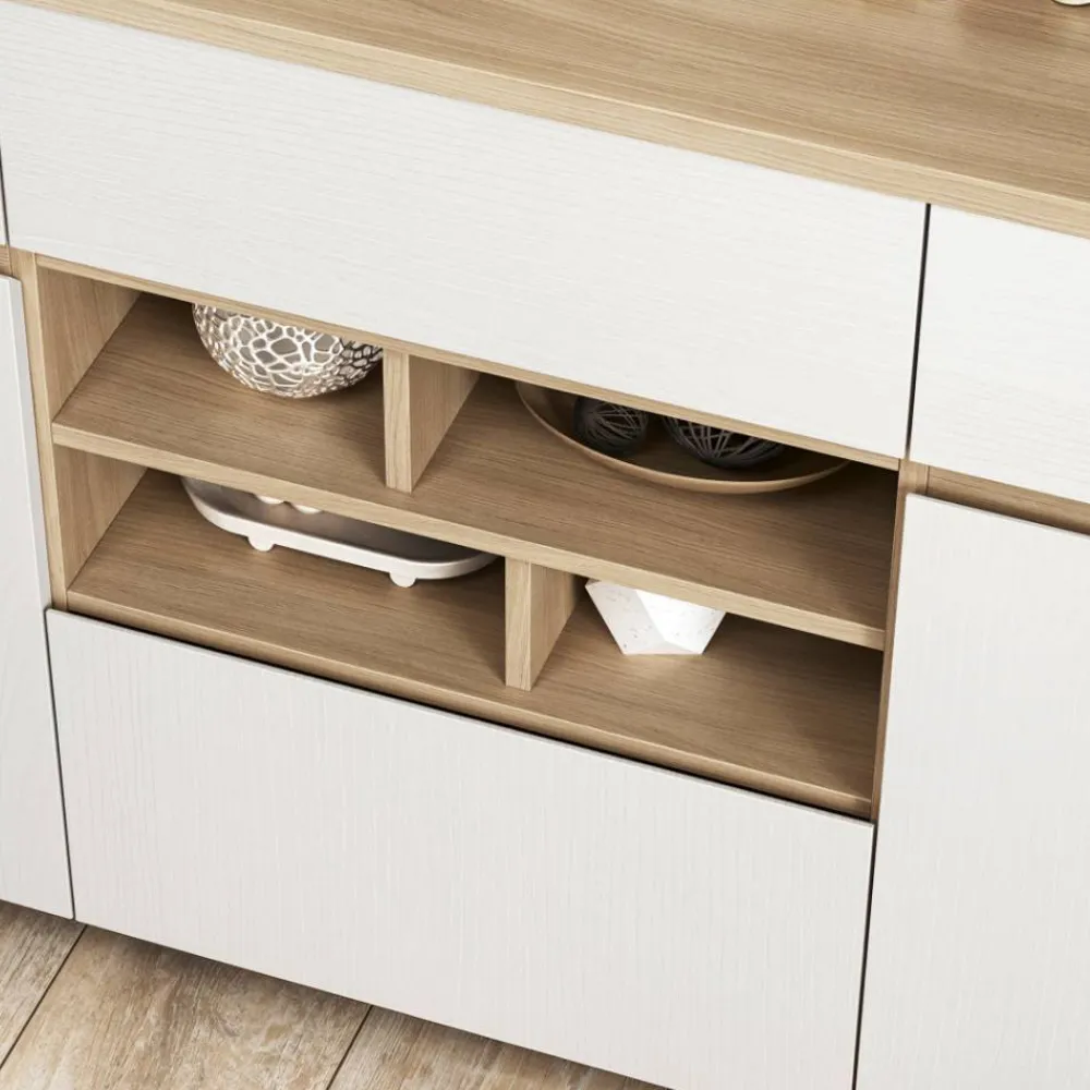 Wohnen Sideboards<Skandi Anrichte in Weiß und Eiche Dekor - Ovidio