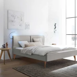 Wohnen Betten<Skandi Bett in Grau mit Eiche Bianco - Potosia