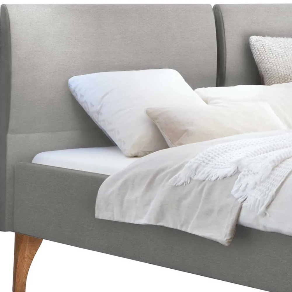 Wohnen Betten<Skandi Bett in Grau mit Eiche Bianco - Potosia
