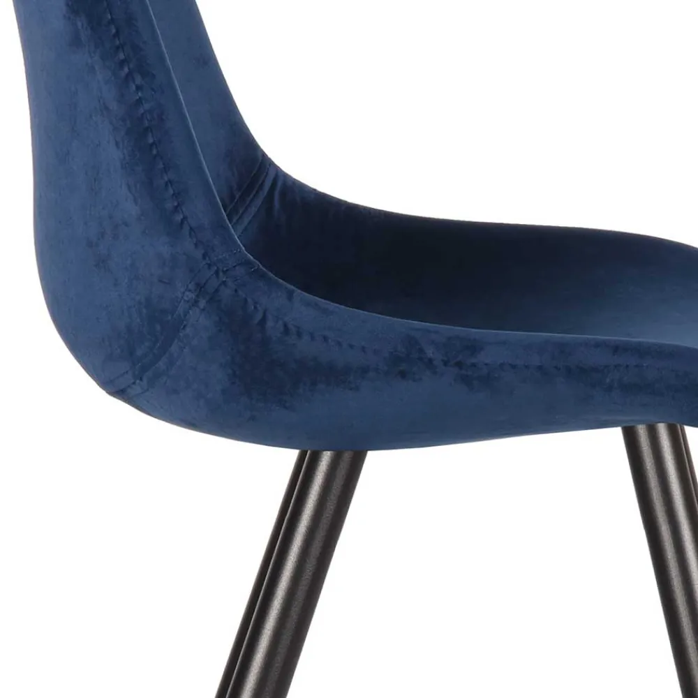 Wohnen Stühle<Skandi Design Samtstuhl in Blau - Polar (2er Set)