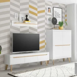 Wohnen Wohnwände<Skandi Design Wohnwand Möbel Set - Ginko (dreiteilig)