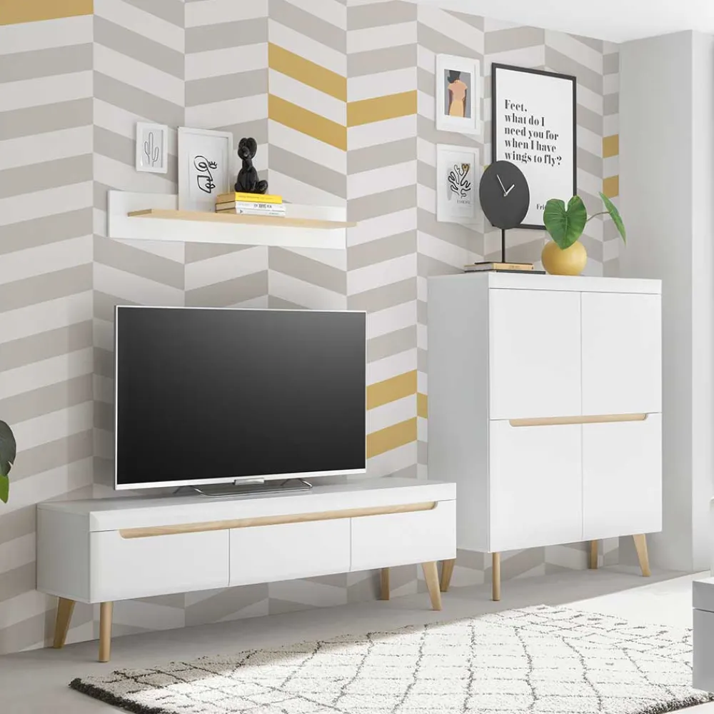 Wohnen Wohnwände<Skandi Design Wohnwand Möbel Set - Ginko (dreiteilig)
