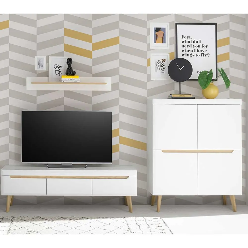 Wohnen Wohnwände<Skandi Design Wohnwand Möbel Set - Ginko (dreiteilig)