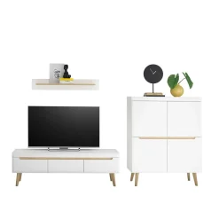 Wohnen Wohnwände<Skandi Design Wohnwand Möbel Set - Ginko (dreiteilig)