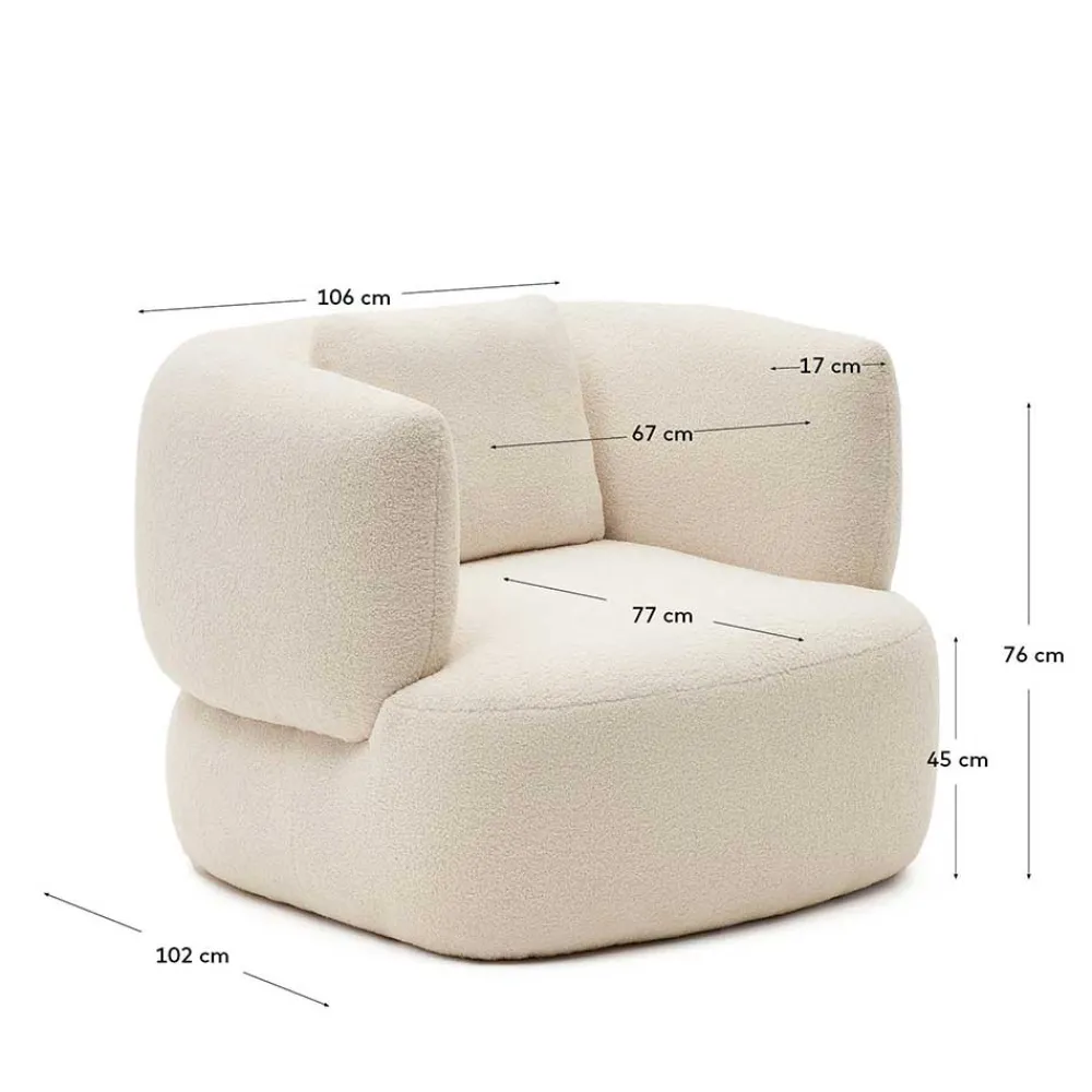 Wohnen Sessel<Skandi Designsessel in Offwhite Boucle - Limburg