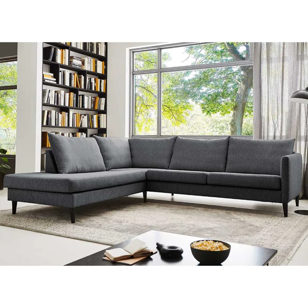 Wohnen Sofas<Skandi Ecksofa in Anthrazit mit Schwarz - Soltropa