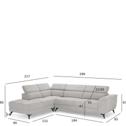Wohnen Sofas<Skandi Ecksofa mit fünf Sitzplätzen - Luneana