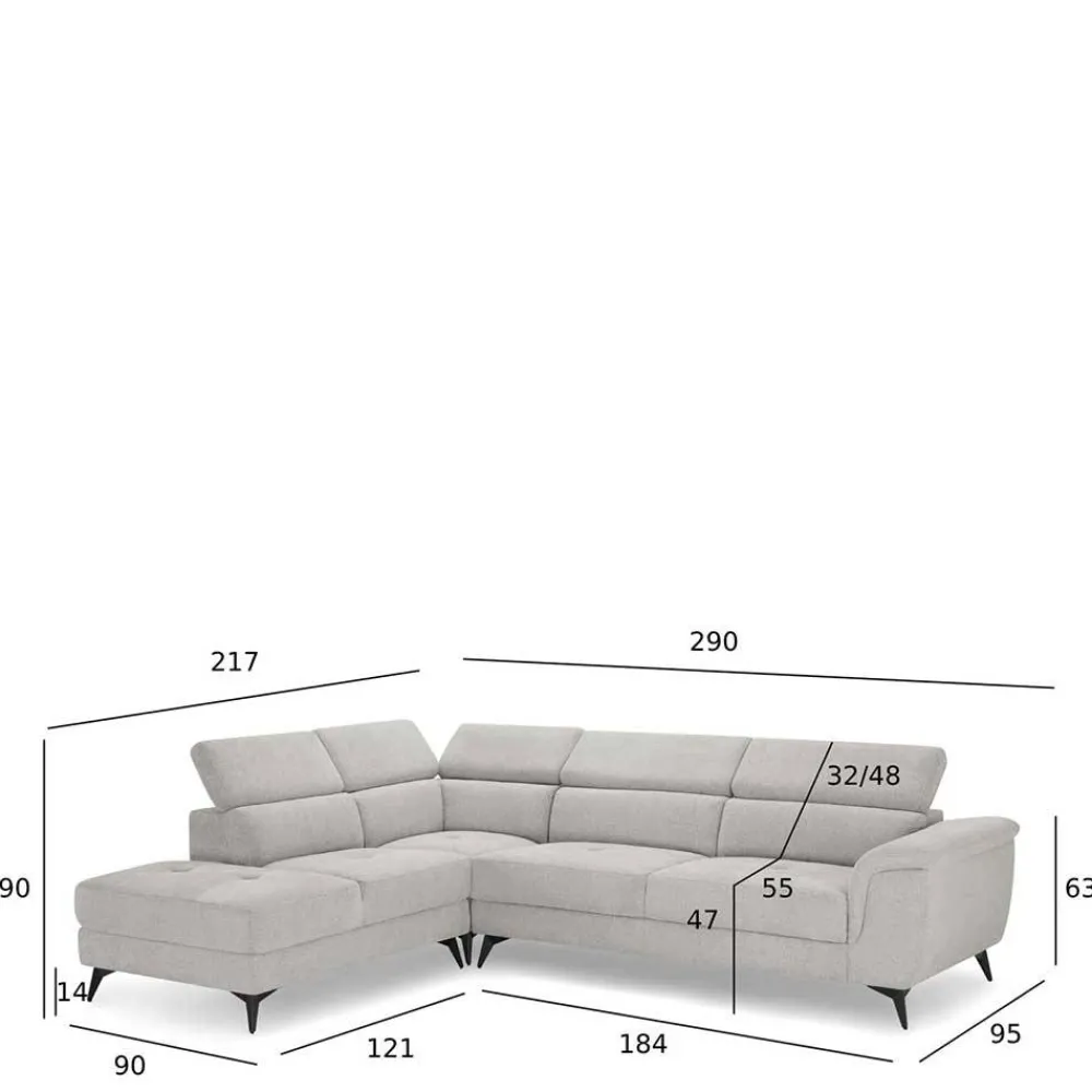 Wohnen Sofas<Skandi Ecksofa mit fünf Sitzplätzen - Luneana