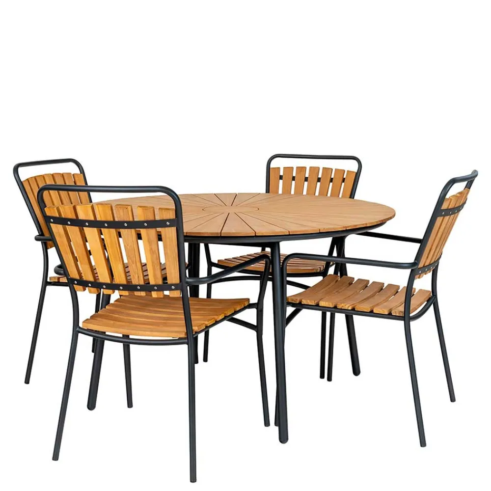 Wohnen Sitzgruppe<Skandi Garten-Essgruppe aus Teak - Farmer (fünfteilig)