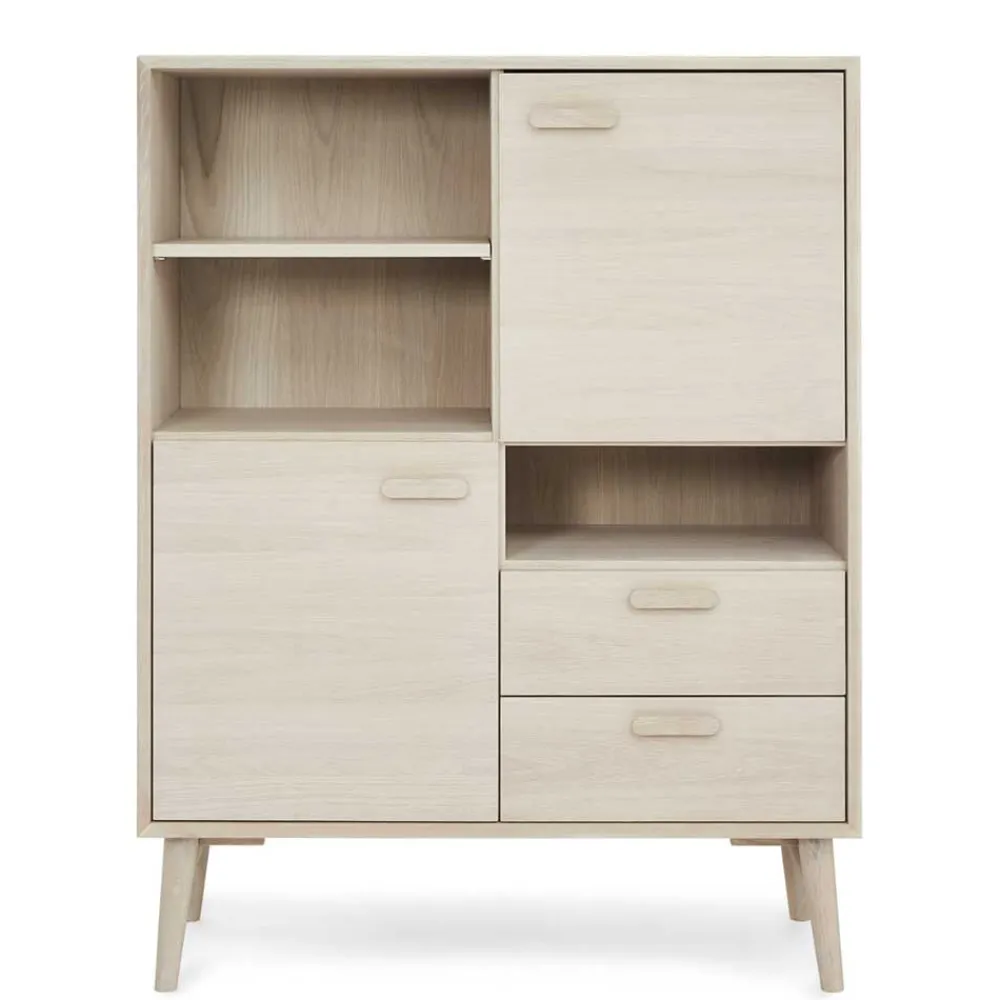 Wohnen Highboards<Skandi Highboard in Eiche Weiß - Lametla