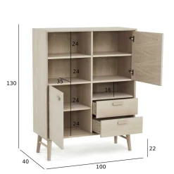 Wohnen Highboards<Skandi Highboard in Eiche Weiß - Lametla
