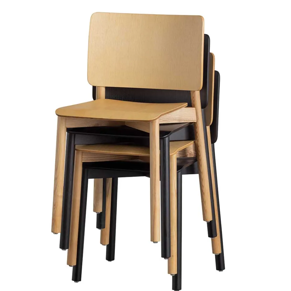 Wohnen Stühle<Skandi Holzstühle in Natur lackiert - Furcia (2er Set)