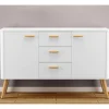 Wohnen Sideboards<Skandi Kommode in Weiß mit Eiche - Gazona