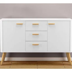 Wohnen Sideboards<Skandi Kommode in Weiß mit Eiche - Gazona