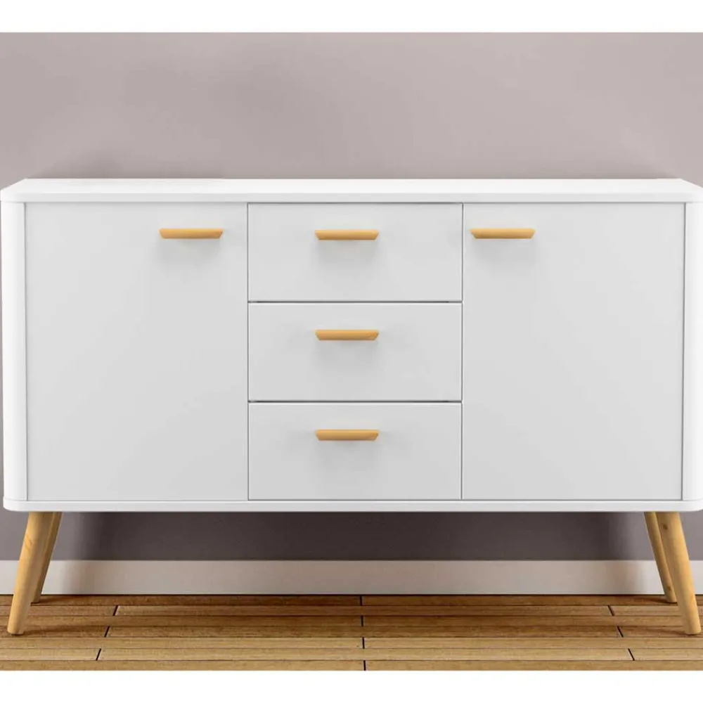 Wohnen Sideboards<Skandi Kommode in Weiß mit Eiche - Gazona