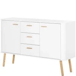 Wohnen Sideboards<Skandi Kommode in Weiß mit Eiche - Gazona