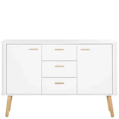 Wohnen Sideboards<Skandi Kommode in Weiß mit Eiche - Gazona