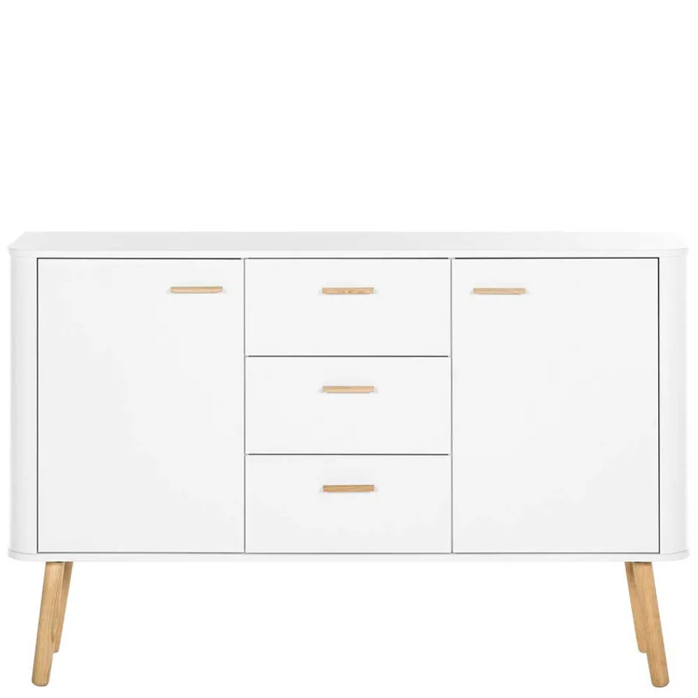Wohnen Sideboards<Skandi Kommode in Weiß mit Eiche - Gazona