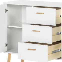 Wohnen Sideboards<Skandi Kommode in Weiß mit Eiche - Gazona