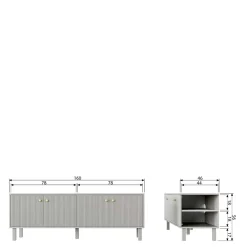 Wohnen Tv & Hifi-Möbel|Lowboards<Skandi Lowboard 4-türig in Grau - Huvina