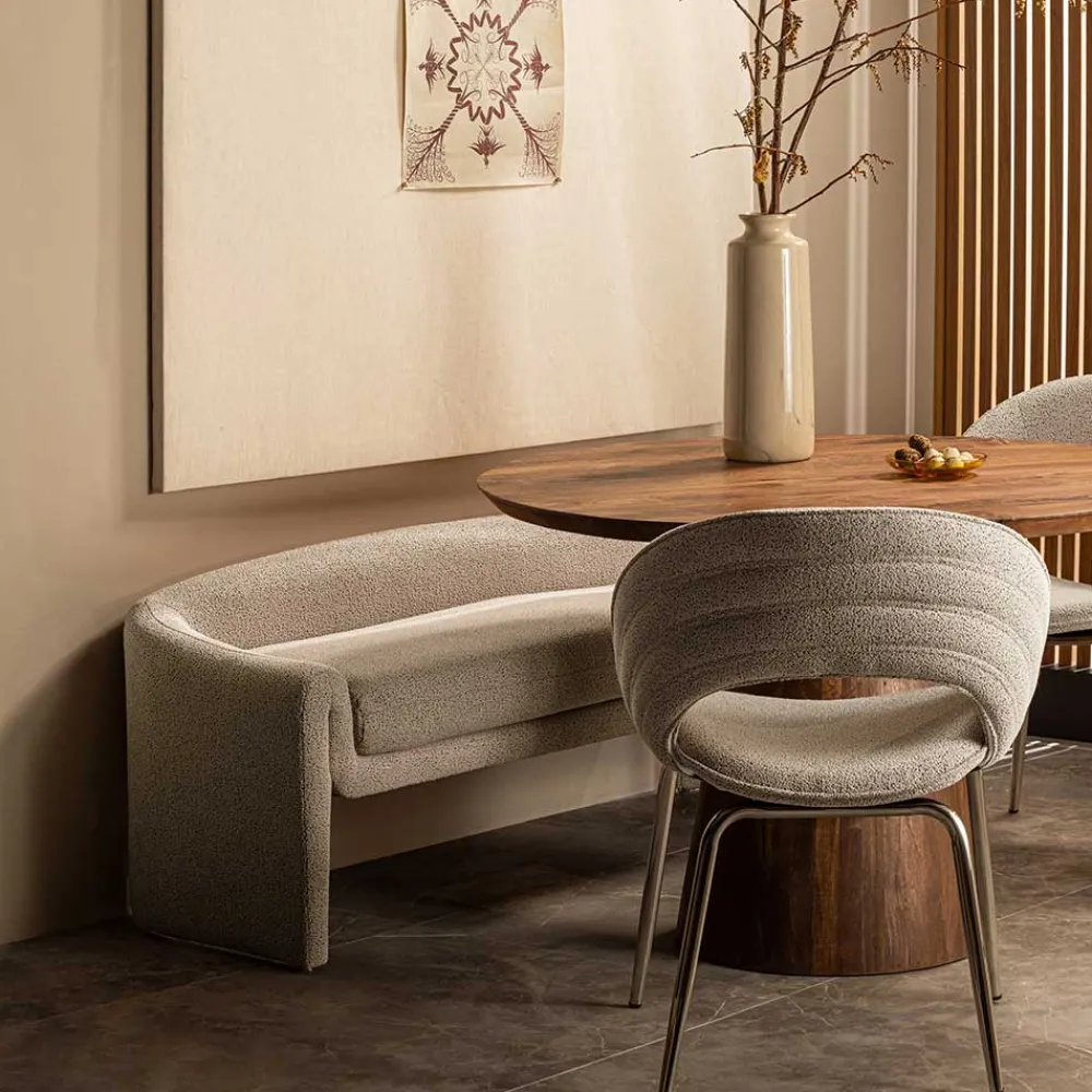 Wohnen Sitzbank<Skandi Polsterbank in Beige Strukturstoff - Greta