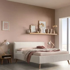 Wohnen Betten<Skandi Polsterbett in Creme Boucle - Jandaria
