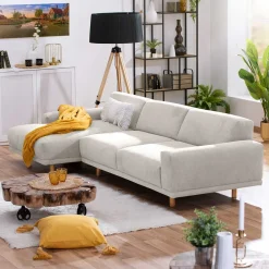 Wohnen Sofas<Skandi Polsterecke in Silbergrau mit Eiche - Zita