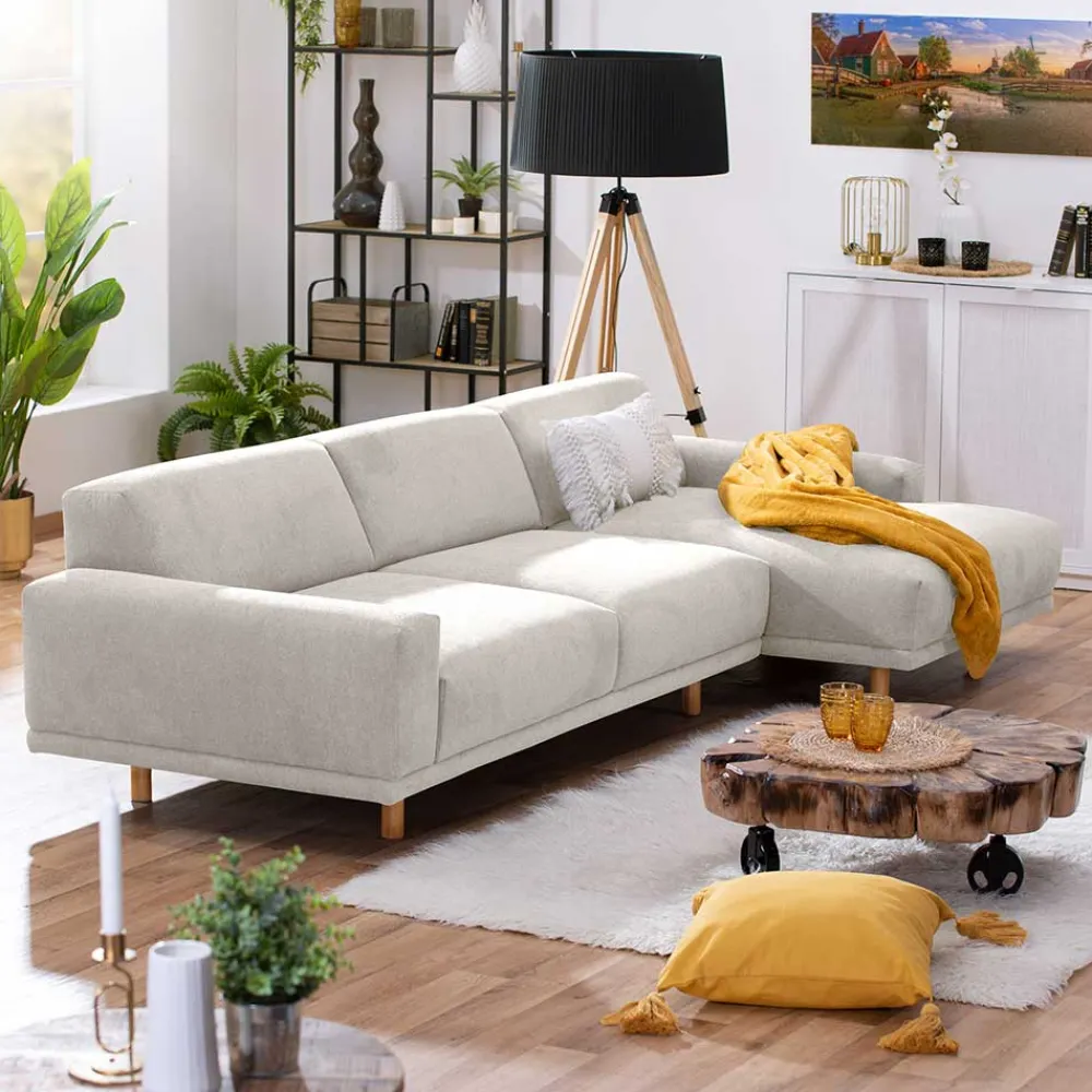 Wohnen Sofas<Skandi Polsterecke in Silbergrau mit Eiche - Zita